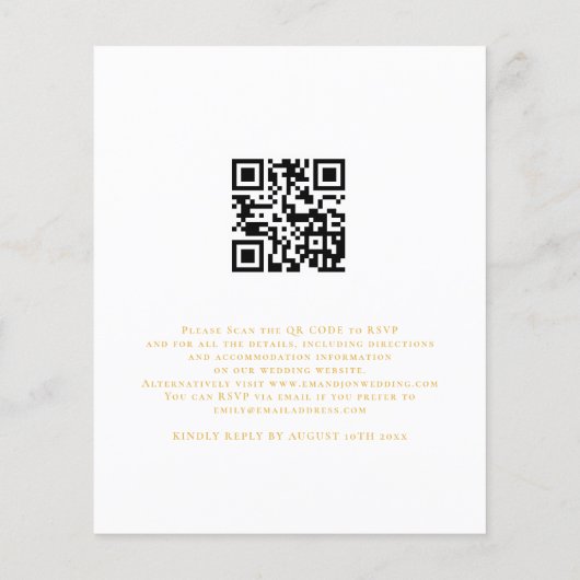 Budget Gold Script QR Evening Party Wedding Invite (Achterkant)