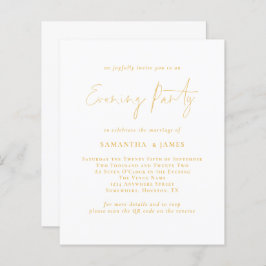 Budget Gold Script QR Evening Party Wedding Invite