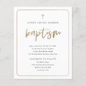 Budget Gold Script Religieuze Baptisme Uitnodiging (Voorkant)