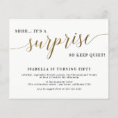 Budget Gold Script Surprise Birthday Party nodigt  (Voorkant)