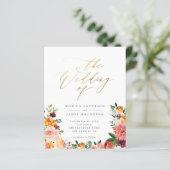 Budget Gold Script Waterverf Floral Wedding (Staand voorkant)