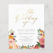 Budget Gold Script Waterverf Floral Wedding (Voorkant)