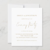 Budget Gold Script Wedding Evening Party Uitnodige (Voorkant)