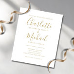 Budget Gold Script Wedding Invitation<br><div class="desc">Deze elegante uitnodiging voor een budgetbruiloft kan worden gepersonaliseerd met uw informatie in het teken van goudletters. Ontworpen door: Thisnotme©</div>