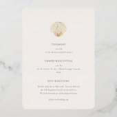 Budget Gold Seashell All-in-One Wedding invitation Folie Uitnodiging (Achterkant)