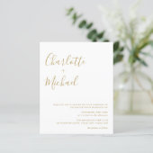 Budget Gold Signature Script Weduwen Uitnodiging (Staand voorkant)