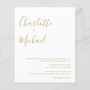 Budget Gold Signature Script Weduwen Uitnodiging