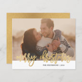 Budget Gold Simple Merry-kerstfoto-feestdag (Voorkant / Achterkant)