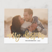 Budget Gold Simple Merry-kerstfoto-feestdag (Voorkant)