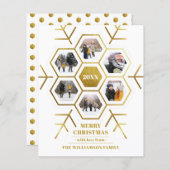 Budget Gold Snowflake-kerstfeestelijke fotokaart (Voorkant / Achterkant)