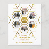 Budget Gold Snowflake-kerstfeestelijke fotokaart (Voorkant)
