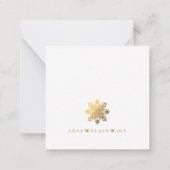 Budget Gold Snowflake Mini Kerstfeestdag Foto Notitiekaartje (Achterkant)