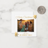 Budget Gold Snowflake Mini Kerstfeestdag Foto Notitiekaartje (Voorkant / Achterkant in situ)