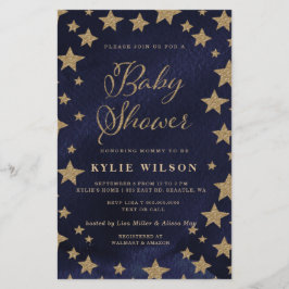 Budget Gold Stars Baby shower Uitnodiging