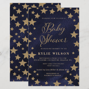 Budget Gold Stars Baby shower Uitnodiging