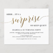 Budget Gold Stylish Script Surprise Birthday Party (Voorkant)