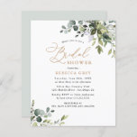 Budget Gold Text Greenery Bridal Shower Invitation<br><div class="desc">Dit elegante Boho Greenery-collectie is voorzien van gemengde waterverf groene bladeren in combinatie met een klastige serif en een delicaat sans lettertype in zwart,  met een monogram op de achterkant. Overeenkomende objecten beschikbaar.</div>