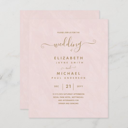 BUDGET Gold Text Monochrome dubbelzijdig elegant (Voorkant / Achterkant)