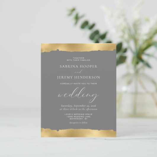 Budget Gold Torn Edge Gray Wedding (Staand voorkant)