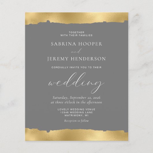 Budget Gold Torn Edge Gray Wedding (Voorkant)