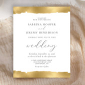 Budget Gold Torn Edge White Wedding Invitation
