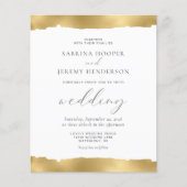 Budget Gold Torn Edge White Wedding Invitation (Voorkant)