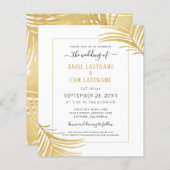 Budget Gold Tropical Palm Leaf Invitation (Voorkant / Achterkant)
