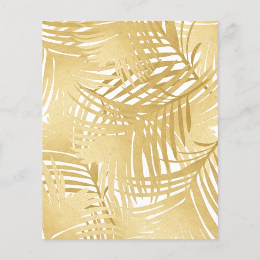 Budget Gold Tropical Palm Leaf Invitation (Achterkant)