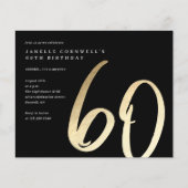 Budget Gold Type 60th Birthday Uitnodiging (Voorkant)