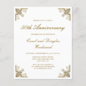 Budget Gold Vintage 50th Anniversary Uitnodiging (Voorkant)