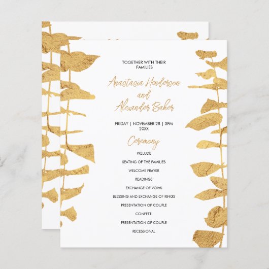 Budget Gold Wedding Program. (Voorkant / Achterkant)