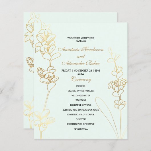 Budget Gold Wedding Program. (Voorkant / Achterkant)