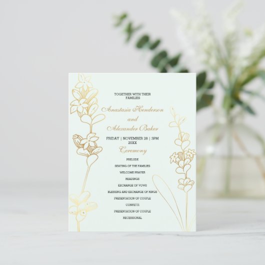 Budget Gold Wedding Program. (Staand voorkant)