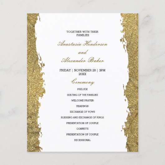 Budget Gold Wedding Program. Flyer (Voorkant)