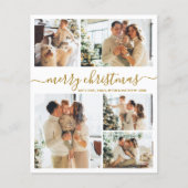Budget Gold white 5 Photo Collage Christmas Card (Voorkant)