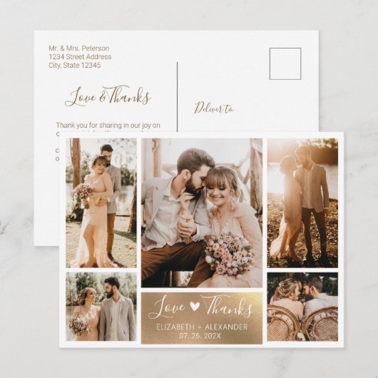 Budget Gold White Photo Collage Weddenschap Hartel Briefkaart (Voorkant / Achterkant)