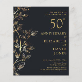 Budget Golden 50th Wedding Jubileum Invitation