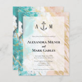 Budget Golden Beach Anchor Wedding Invitation (Voorkant / Achterkant)
