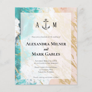 Budget Golden Beach Anchor Wedding Invitation