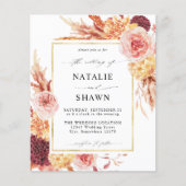 Budget Golden Burgundy Blush Pink Floral Weddensch (Voorkant)