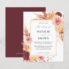 Budget Golden Burgundy Blush Pink Floral Weddensch