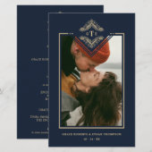 Budget Golden Flourish Classic Ornament Photo Navy (Voorkant / Achterkant)