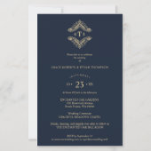 Budget Golden Flourish Classic Ornament Photo Navy (Achterkant)