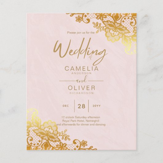 BUDGET GOLDEN RAND Alles-in-1 Trouw Uitnodiging QR Flyer (Voorkant)