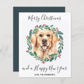Budget Golden Retriever Dog Merry Kerstmis Kaart (Voorkant / Achterkant)