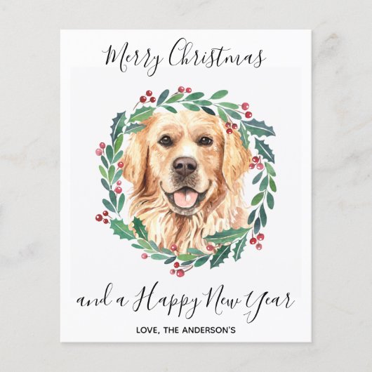 Budget Golden Retriever Dog Merry Kerstmis Kaart (Voorkant)