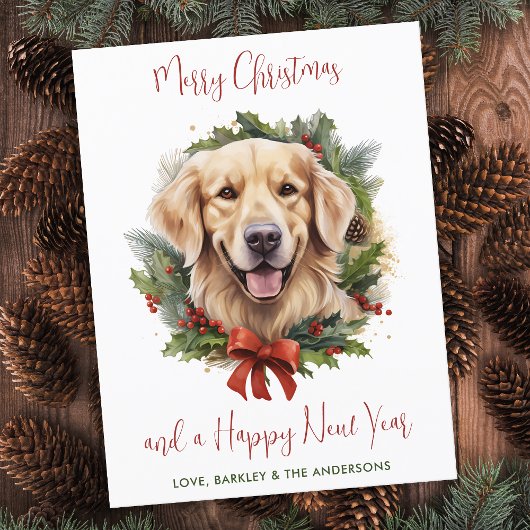 Budget Golden Retriever Dog Merry Kerstmis Kaart