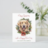 Budget Golden Retriever Dog Merry Kerstmis Kaart (Staand voorkant)