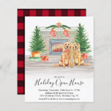 Budget Golden Retriever Holiday Open House Invite
