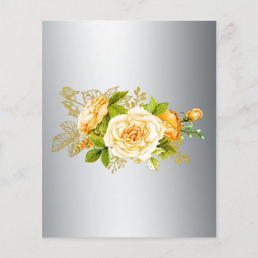 Budget Golden Rozen op Silver Wedding Invitation Flyer (Achterkant)